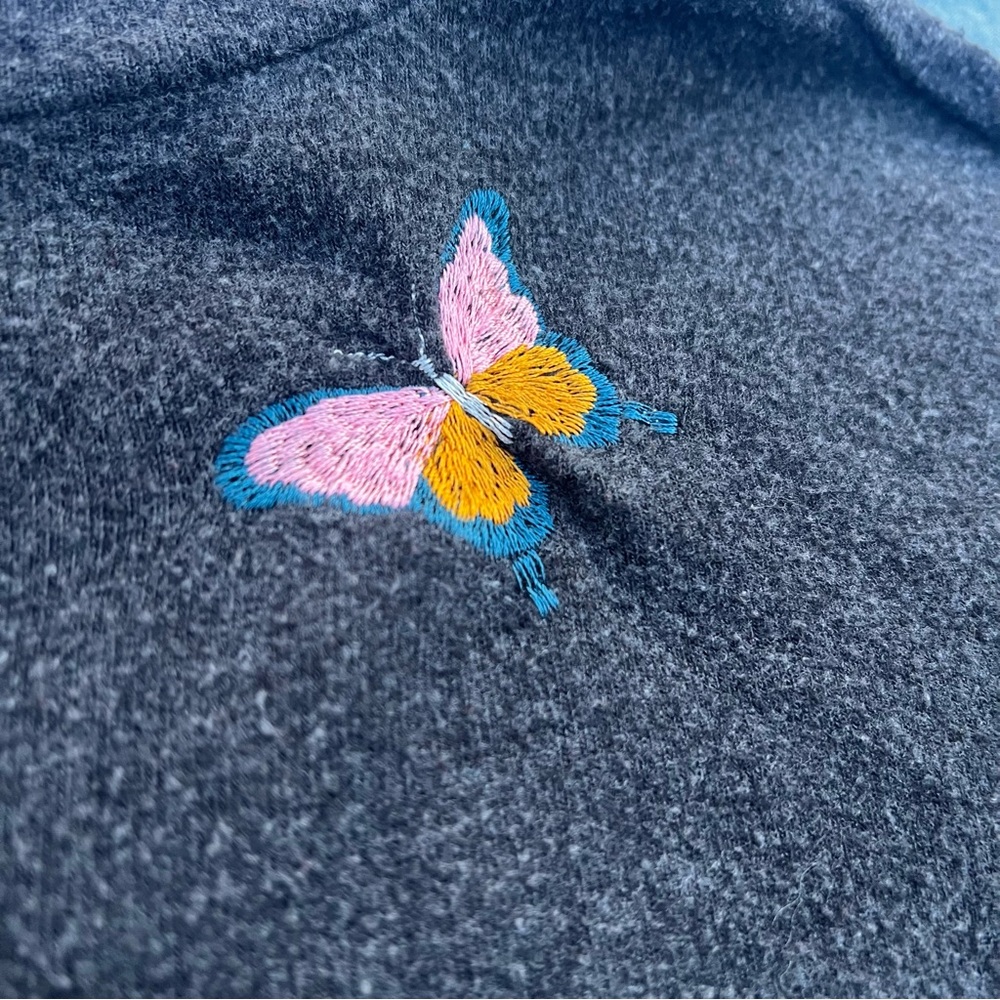 Betsey Johnson Performance Gray Sweatshirt with Butterflies Size XS - Picture 3 of 5